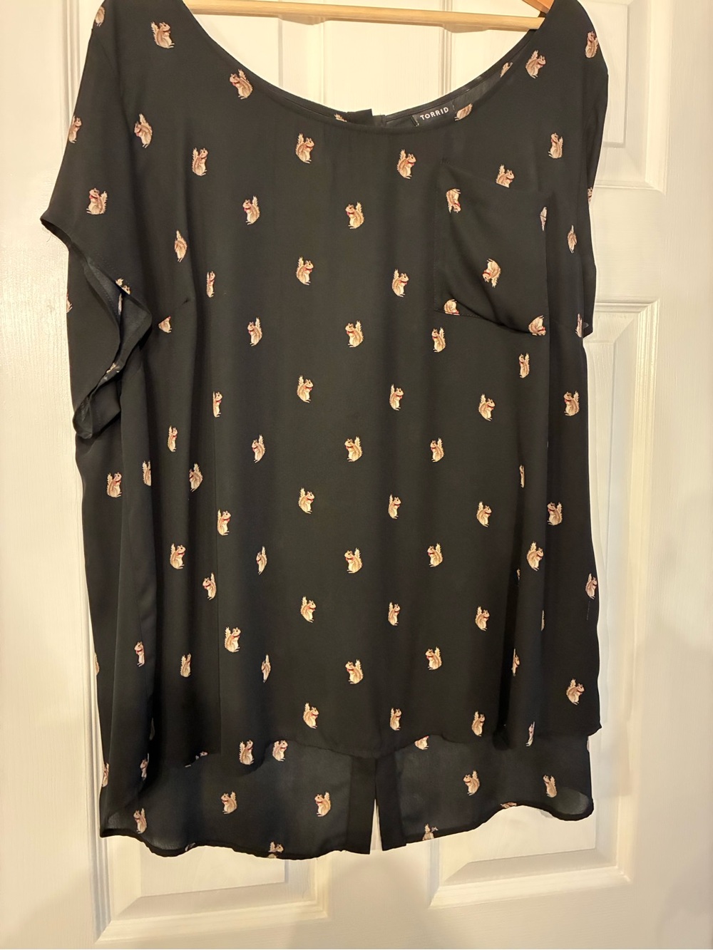 torrid Black Squirrel-Print Short Sleeve Blouse